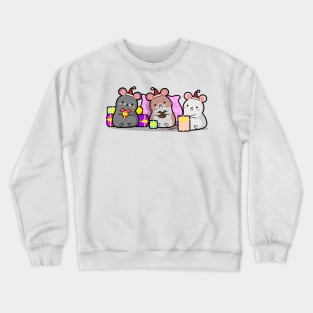 mouse with gifts, Christmas, new year, kawaii style. Crewneck Sweatshirt